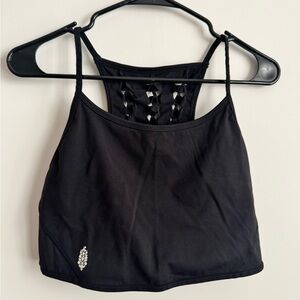Free People Black Cropped Camisole with Braided Back